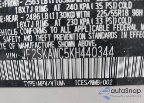2019 Subaru Forester Touring from USA, damaged, VIN JF2SKAWC5KH440344